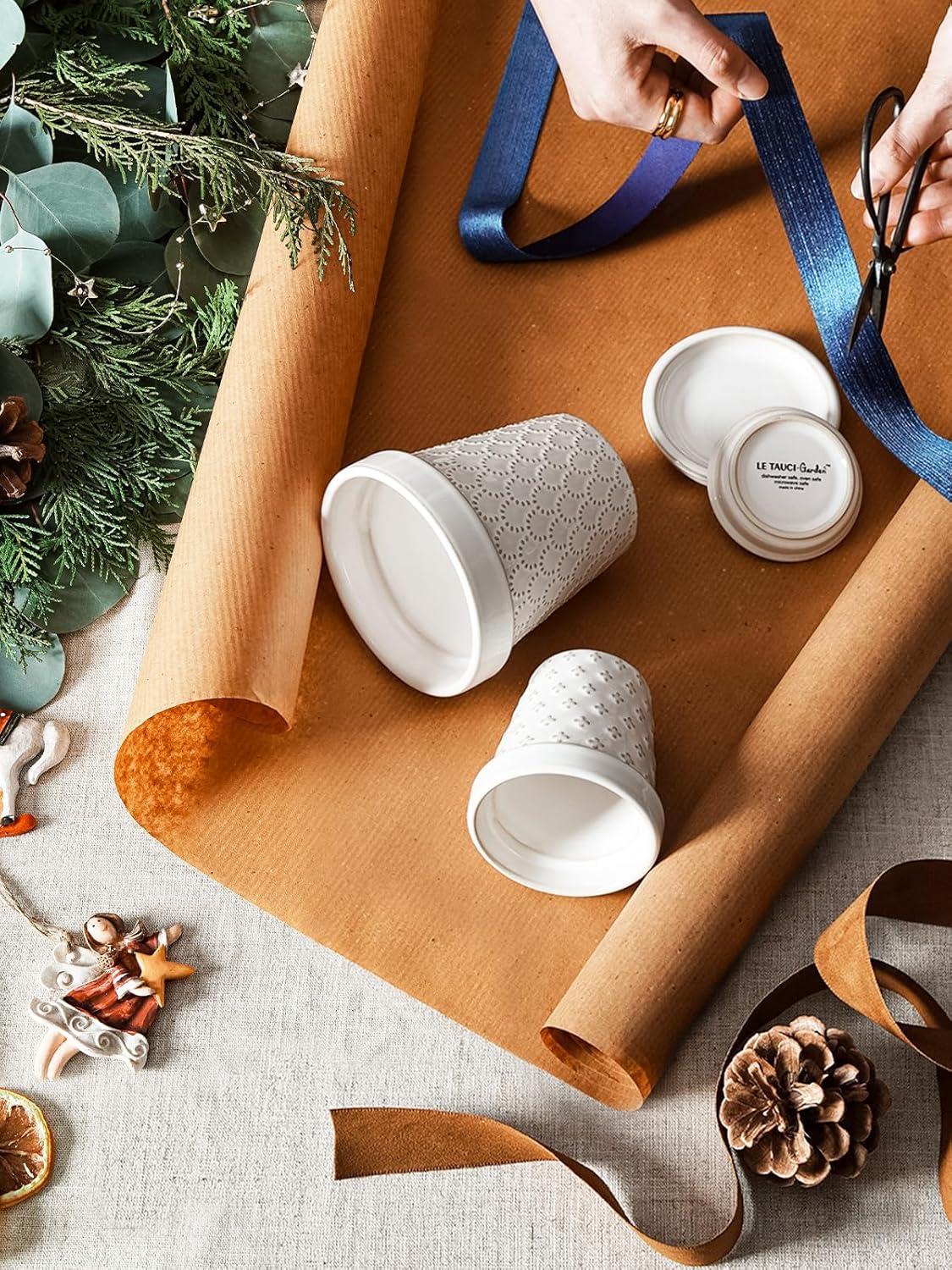 Size 4 inch set of 4 Color White LE TAUCI Ceramic Succulent Pots, 4 Inch Small Plant Pot for Indoor Plant Cactus, Embossed Flower Pots with Drainage Hole & Saucer - Set of 4, Arctic White